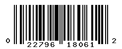 UPC barcode number 022796180612