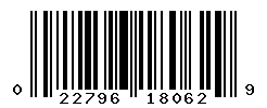 UPC barcode number 022796180629