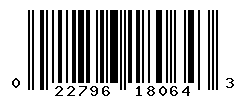 UPC barcode number 022796180643