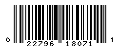 UPC barcode number 022796180711