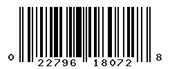 UPC barcode number 022796180728