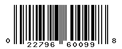 UPC barcode number 022796600998