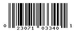 UPC barcode number 023071033401