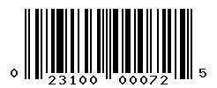 UPC barcode number 023100000725