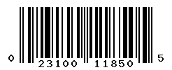 UPC barcode number 023100118505