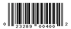 UPC barcode 023289004002