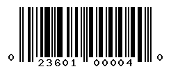 UPC barcode number 023601000040