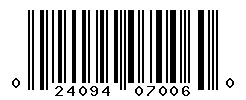 UPC barcode number 024094070060
