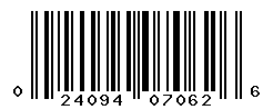 UPC barcode number 024094070626
