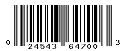 UPC barcode number 024543647003