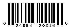 UPC 024968200166 barcode image