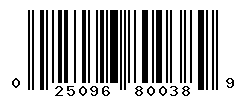 UPC barcode number 025096800389