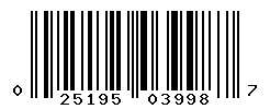 UPC barcode number 025195039987