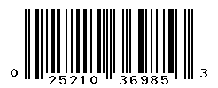 UPC barcode number 025210369853