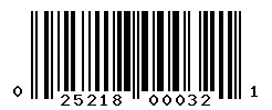 UPC barcode 025218000321