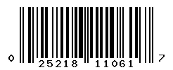 UPC 025218110617 barcode image