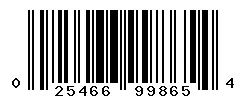 UPC barcode 025466998654