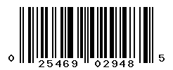 UPC barcode number 025469029485