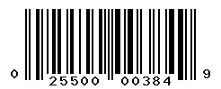 UPC barcode number 025500003849