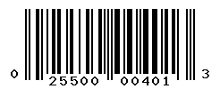 UPC barcode number 025500004013