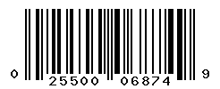 UPC barcode number 025500068749