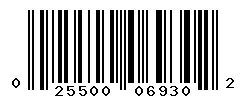 UPC barcode number 025500069302