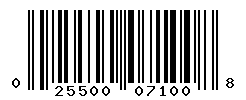 UPC barcode number 025500071008