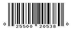 UPC barcode number 025500205380