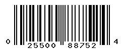UPC barcode number 025500887524