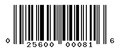 upc 025600000816 barcode image