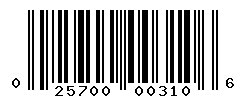 UPC barcode number 025700003106