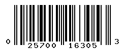 UPC barcode number 025700163053
