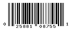 UPC barcode number 025881087551