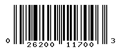 UPC barcode number 026200117003