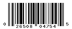 UPC barcode number 026508047545