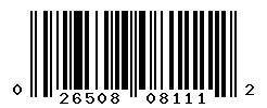 UPC barcode number 026508081112