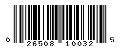 UPC barcode number 026508100325