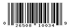 UPC barcode number 026508100349
