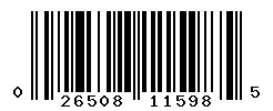 UPC barcode number 026508115985