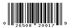 UPC barcode number 026508200179