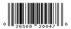 UPC barcode 026508200476