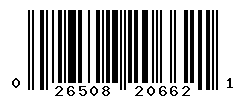 UPC barcode number 026508206621