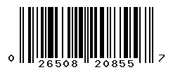 UPC barcode number 026508208557