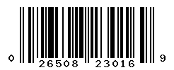UPC barcode number 026508230169