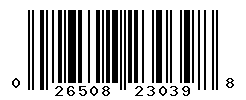 UPC barcode number 026508230398