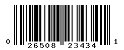 UPC barcode number 026508234341