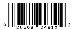 UPC barcode number 026508248102