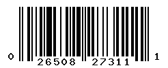 UPC barcode number 026508273111