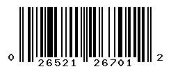 UPC barcode number 026521267012