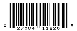 UPC barcode number 027084118209